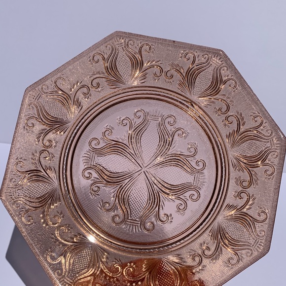 Vintage pink Imperial Glass Blaise AKA Scrolled Thistle Line 705 Salad Plate EUC - Picture 2 of 10